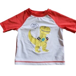 Rashguard Swim Top Size 18-24M Dinosaur White Orange Old Navy